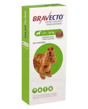 Bravecto 10 a 20 kg para perros | Antipulgas masticable 500mg