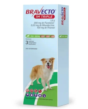 BRAVECTO 1M Triple para perros de 10kg a 20kg | Antiparasitarios