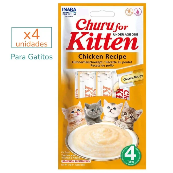 Churu para Kitten INABA | Sabor Pollo - Premios para Gatitos