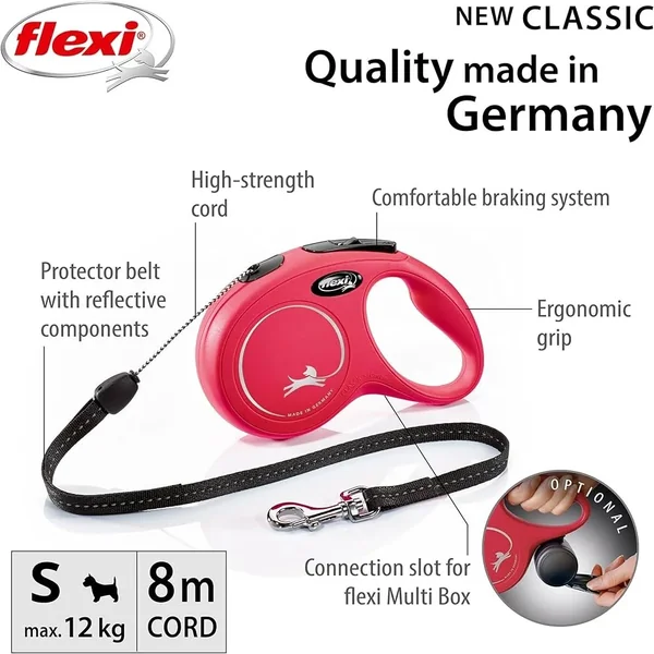 Flexi New Classic S Rojo | Correa retractil para perros