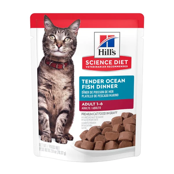 Hill's Science Diet Adult Tender Ocean Fish Dinner Pouch | Alimento húmedo para gatos adultos