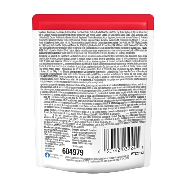 Hill's Science Diet Adult Tender Ocean Fish Dinner Pouch | Alimento húmedo para gatos adultos