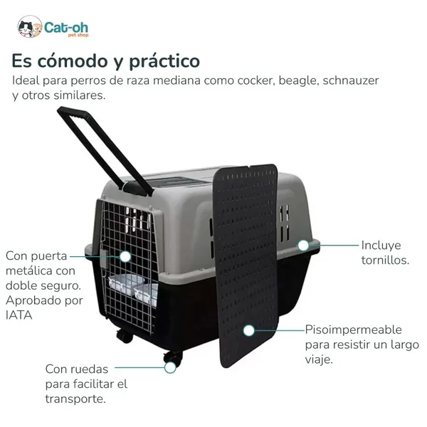 Kennel para mascotas con ruedas L90 cm - Cat-oh pet shop