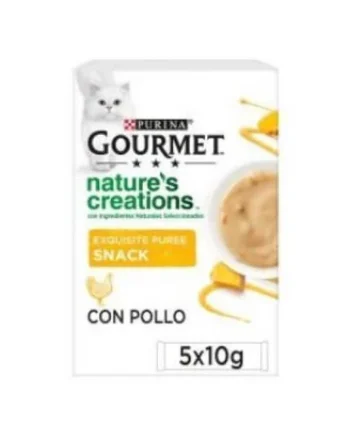 PURINA® GOURMET® Nature's CreationsTM Exquisito Puré Snack Liquido con Pollo y Calabaza 50g
