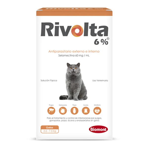 Rivolta 6% Gato – Pipeta antipulgas y antiparasitaria 2.6–7.5 kg - Cat-oh pet shop