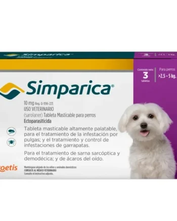 Simparica Perros 2.5 a 5 kg – Masticable antipulgas y garrapatas